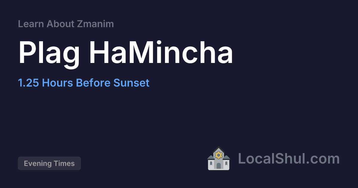 Plag HaMincha - Learn About Zmanim | LocalShul